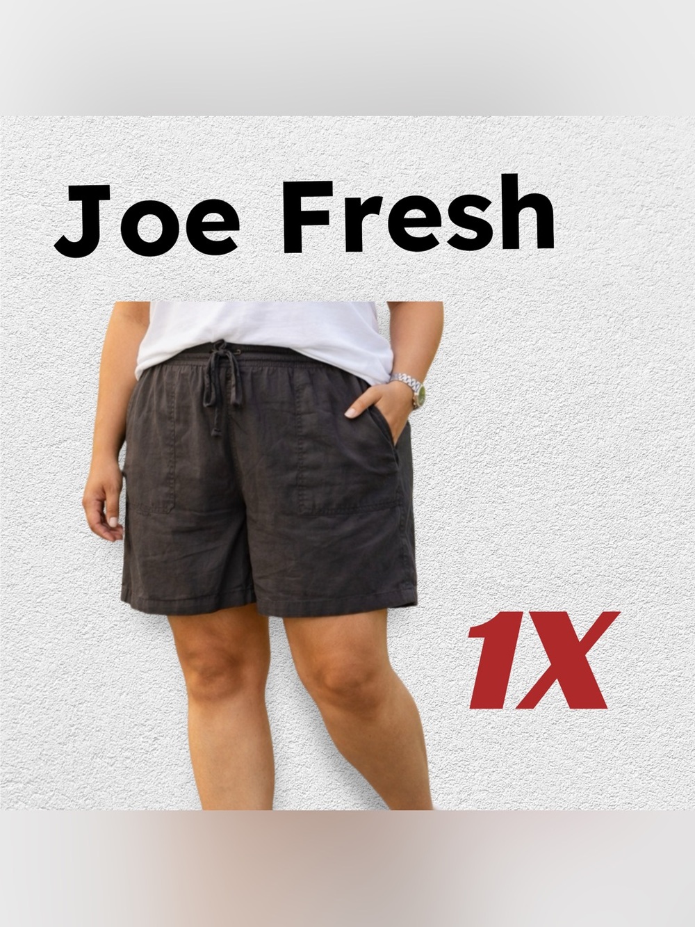🇨🇦👍GUC JOE FRESH | 1X| Casual summer basic drawstrings charcoal cargo shorts